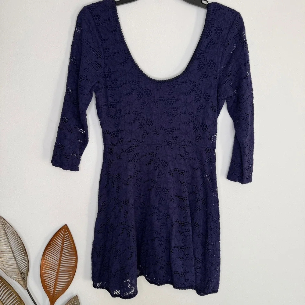 J22 Free People Blue Rose Fit N Flare Garden Lace‎ Mini dress